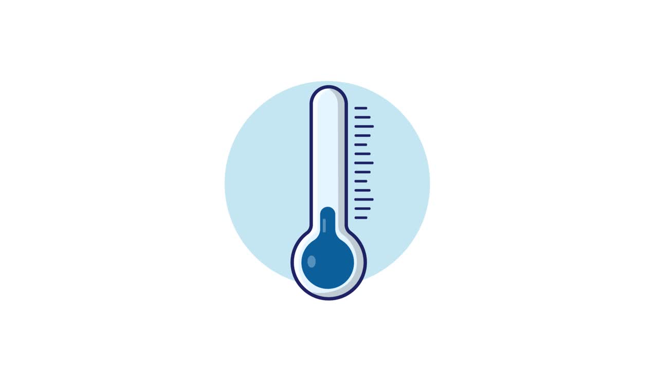 Animated Thermometer Icon Showing Rising and Falling Temperature