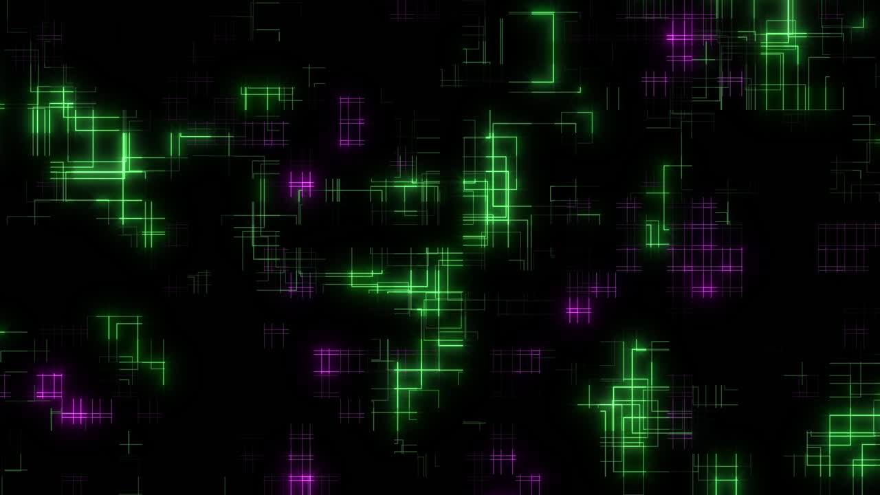 Digital neon purple and green lines pattern