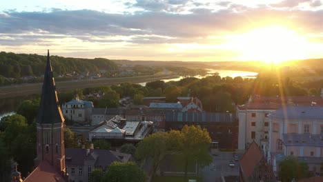 Drone-aerial-view-of-Kaunas-old-town