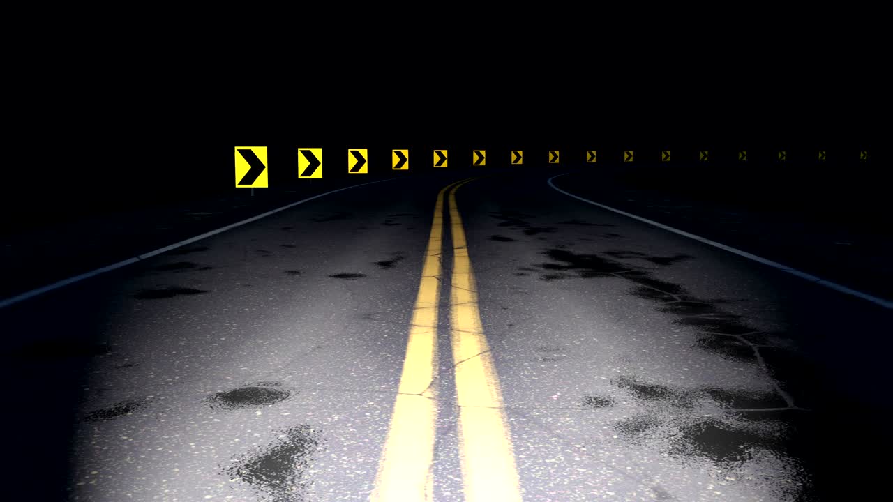 야간 곡선 도로 루프