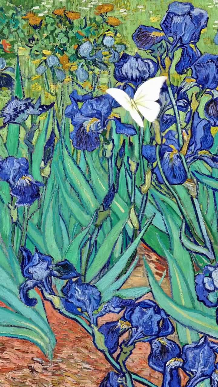 Detail from Vincent Van Gogh's Irises (1889) brought to life with our creative video remix