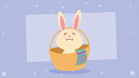 el conejo de primavera en la animación de la canasta