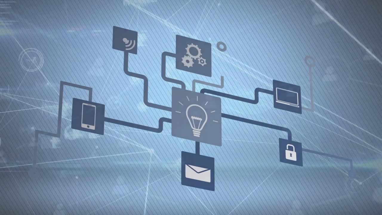 animación de iconos de medios sobre el procesamiento de datos