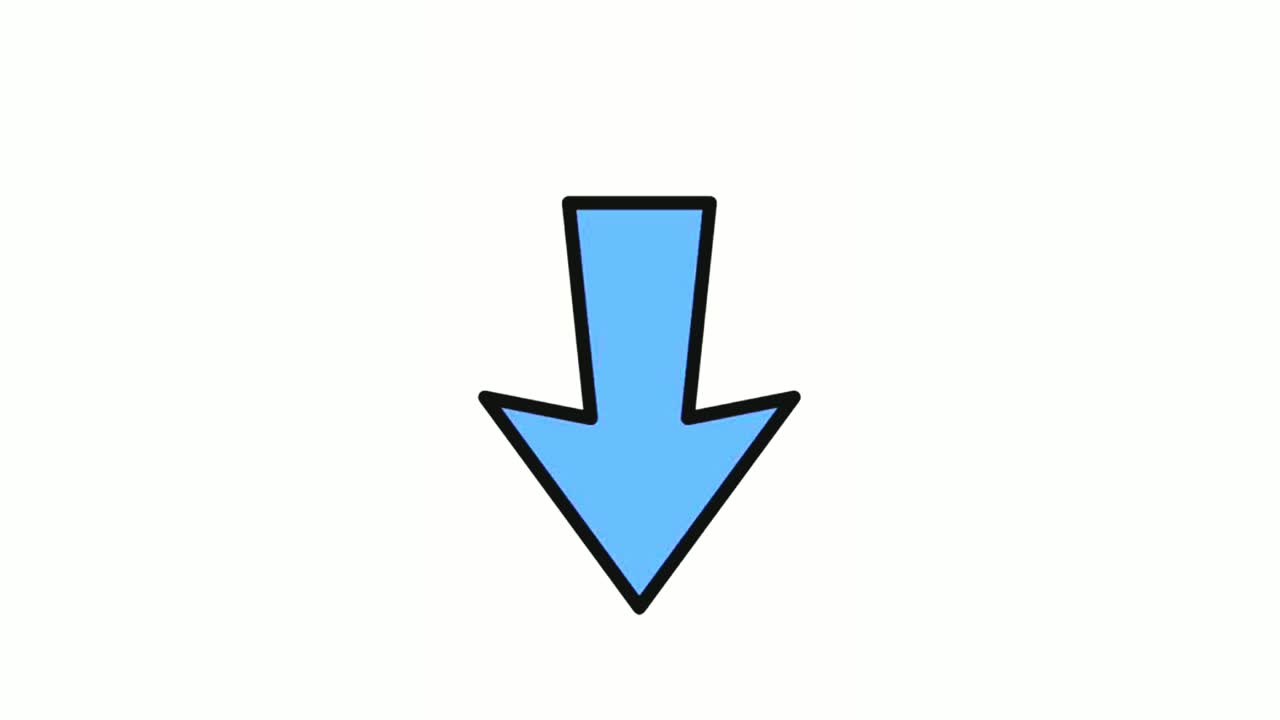 Animation Blue Arrow sign symbol on white background