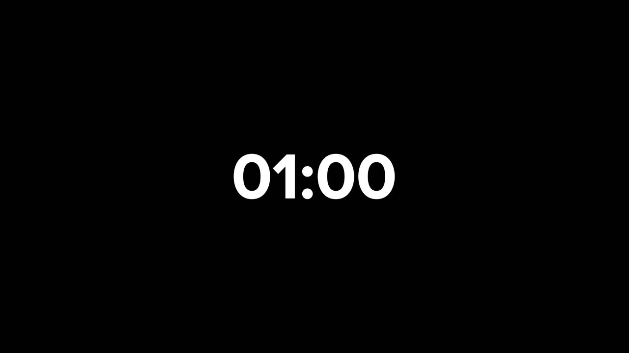 One Minute Countdown On Proxima Nova Typography In Black And White