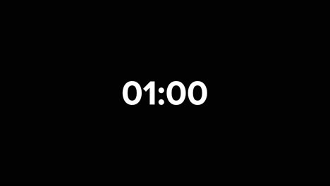 one minute countdown on proxima nova typography in black and white