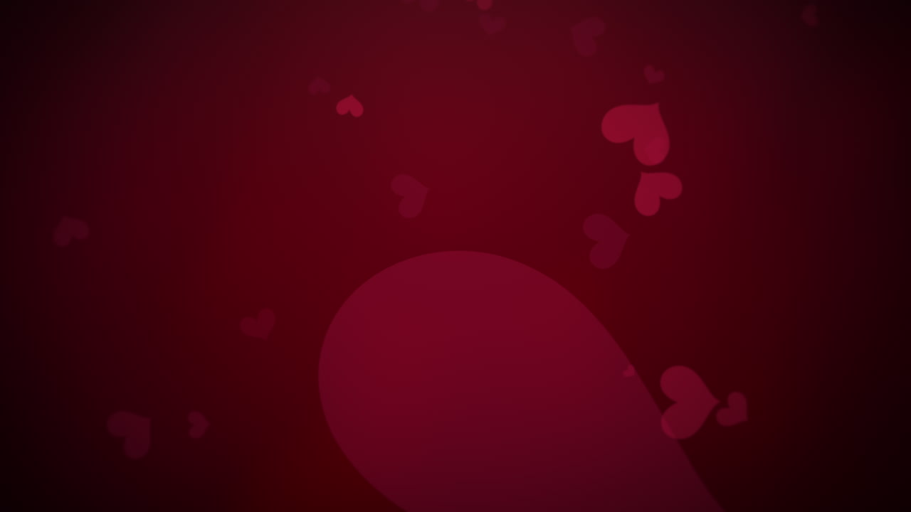 animación closeup movimiento pequeños corazones románticos con líneas abstractas sobre fondo rojo brillante día de san valentín. 1