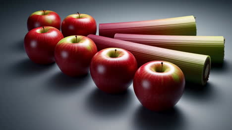 apples and rhubarb still life