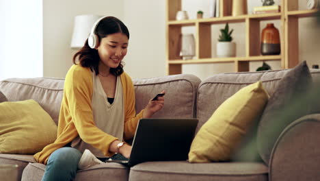 happy, music and a woman with a credit card
