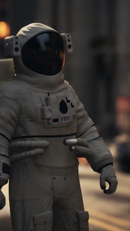 astronaut in a city