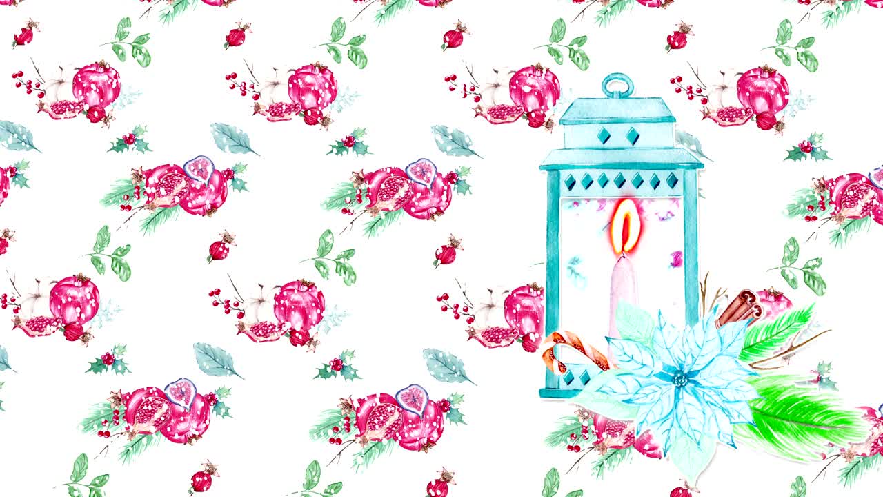 크리스마스 불과 함께 추상적인 배경, 수채화, 원활한 루핑, 4k 영상