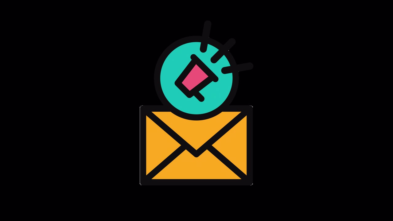 Icona animata di notifica email e megafono