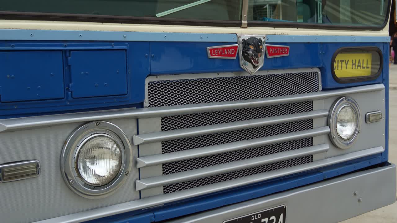 Close up shot of Vintage bus exhibits at Brisbane Metro Depot's Community Open Day.