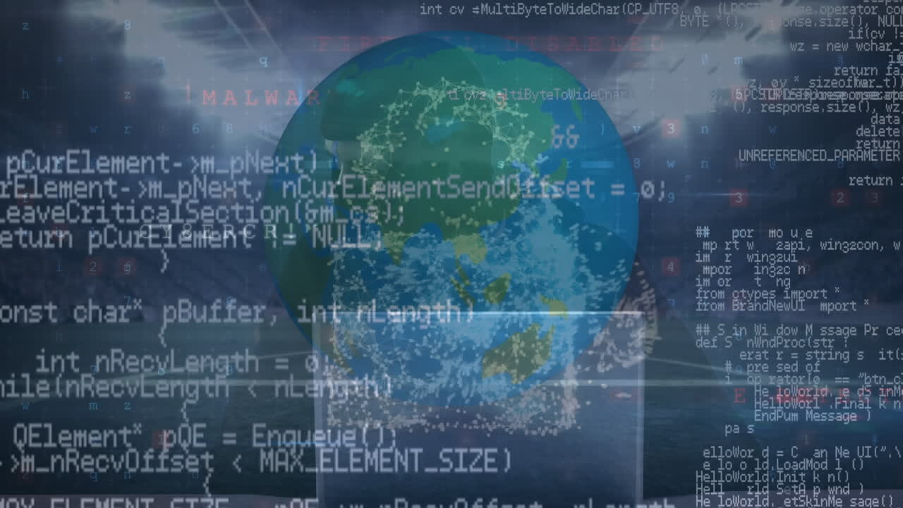 animación del procesamiento de datos sobre el hacker y el estadio deportivo