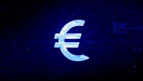 uro european currency symbol digital pixel noise error animation.