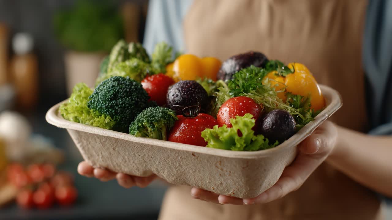 A Bountiful Harvest: Vibrant Assortment of Fresh Vegetables and Fruits Displayed in a Natural Container, Perfect for Healthy Cooking and Nutritious Meals