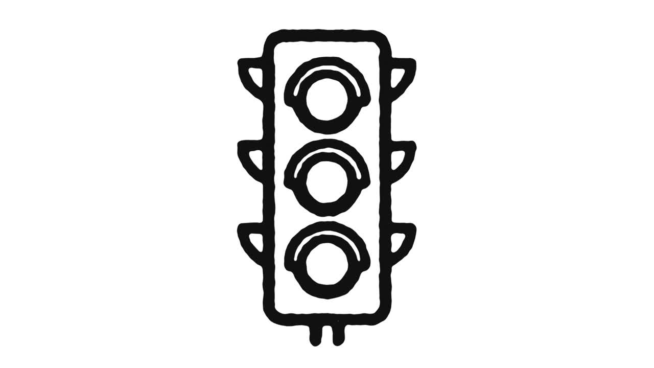 Traffic Lights Icon Animation Footage & Alpha Channel