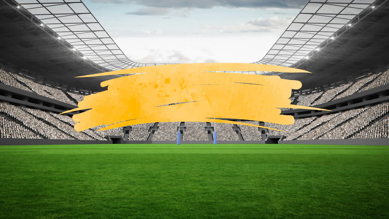 스포츠 경기장 위의 복사 공간과 함께 노란색 스키글의 애니메이션