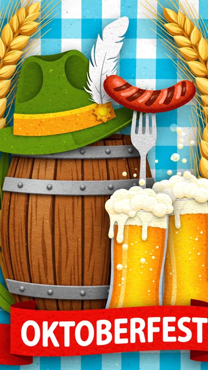Animação de desenho animado em loop contínuo do festival Oktoberfest