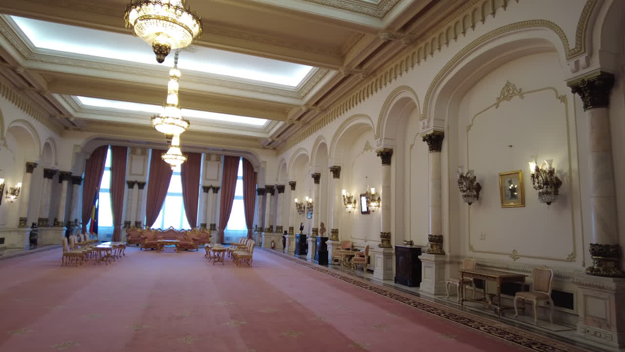 The inside of the Palace of Parliament in Bucharest, Romania