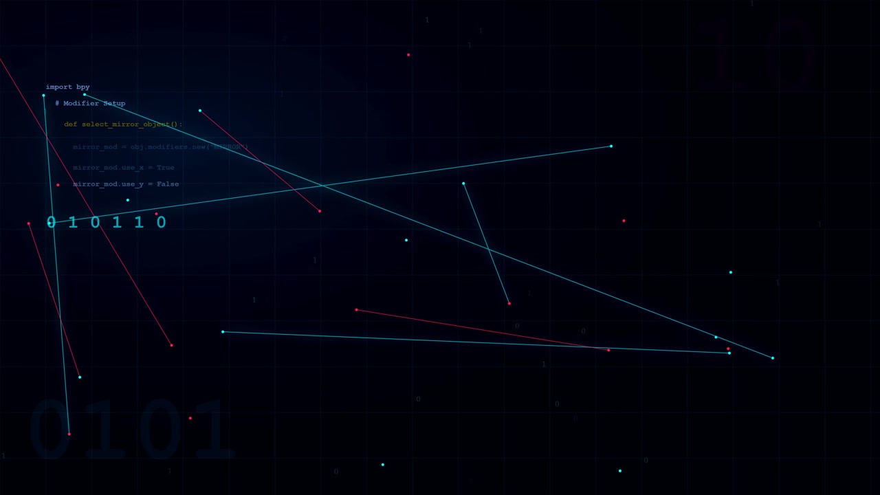 Abstract Digital Background with Python Code and Moving Geometric Lines