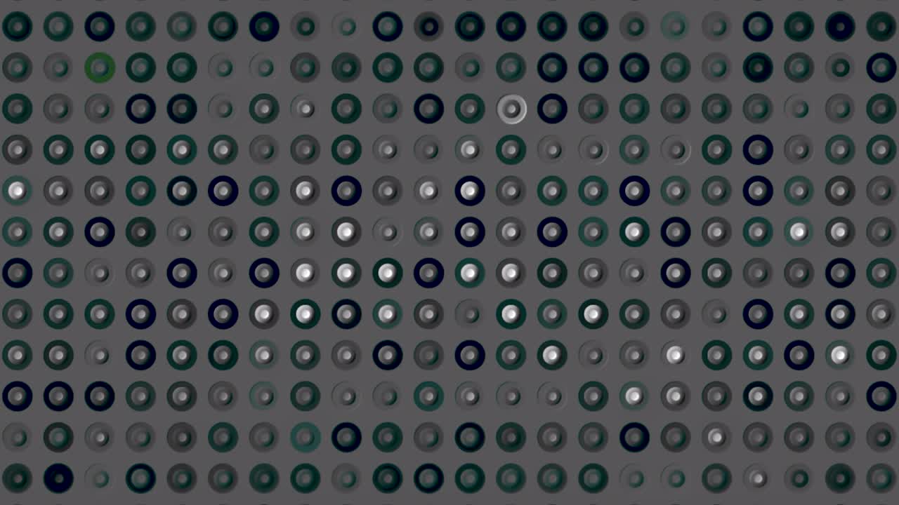 Monochrome abstract background with equalizer disco animated circles, seamless loop. Motion. Led stage concert lights wall of bright grey color with shimmering circles