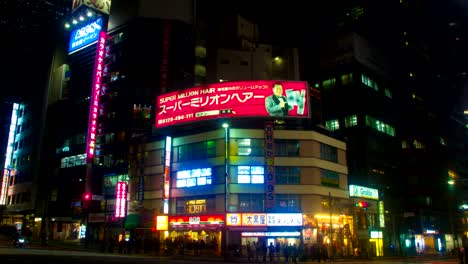 night lapse with japanese neons at south shinjuku slow shutter tilt up