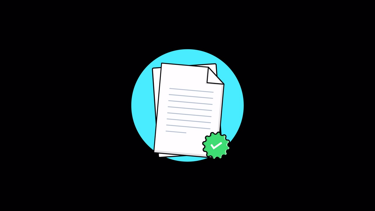Animated Documents with Green Checkmark for Verification