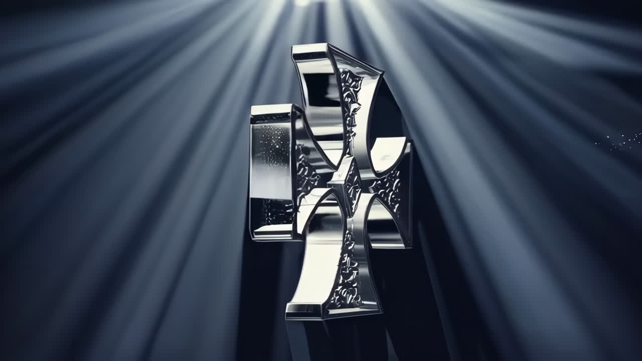 3D Rendered Silver Cross with Shattered Effect