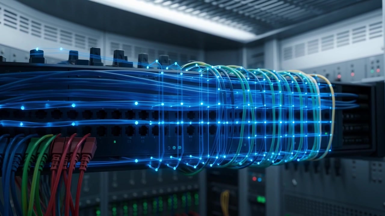 Data Flow Visualization Through Network Server Cables