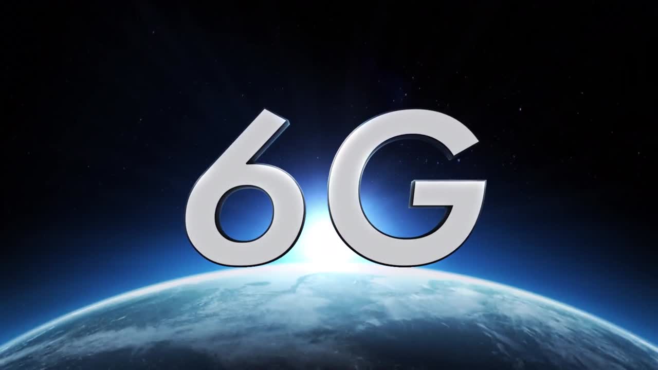 animación de hexágonos verdes y 6g sobre el sol y el globo en el espacio