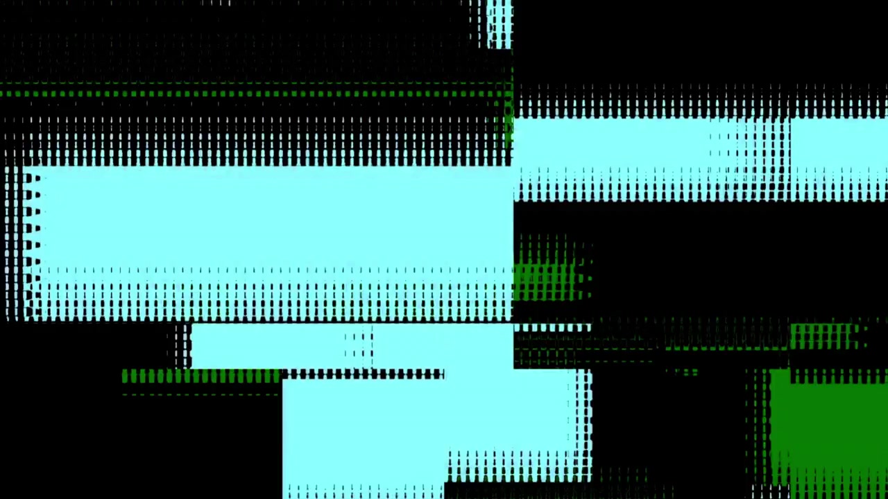 Digital Glitch Effect with Pink and Blue Geometric Patterns