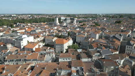 la rochelle cityscape in france. aerial forward