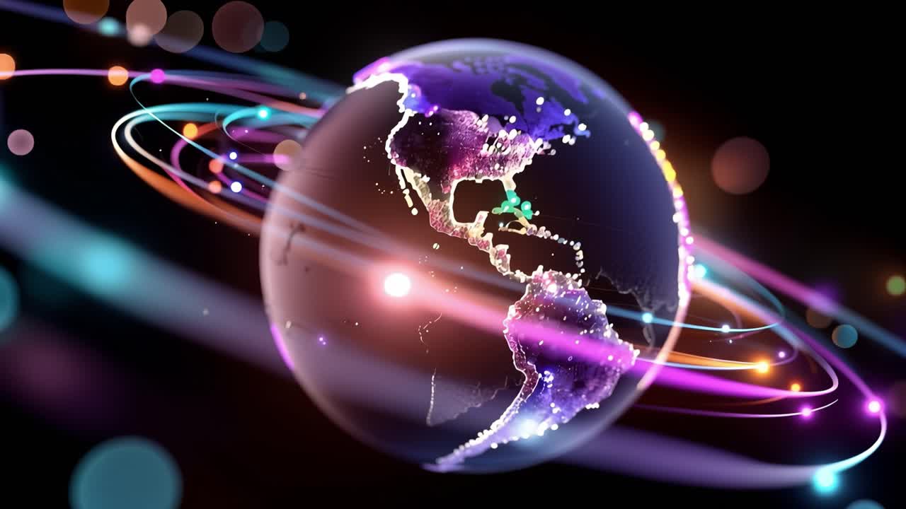 Globo Terrestre Futuristico con Connessioni di Rete Dati Luminose