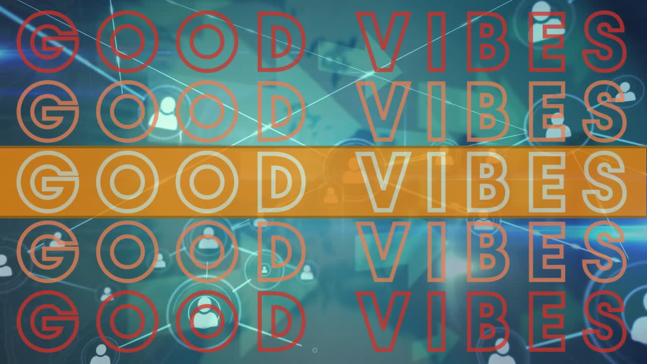 Animation of data processing over good vibes texts