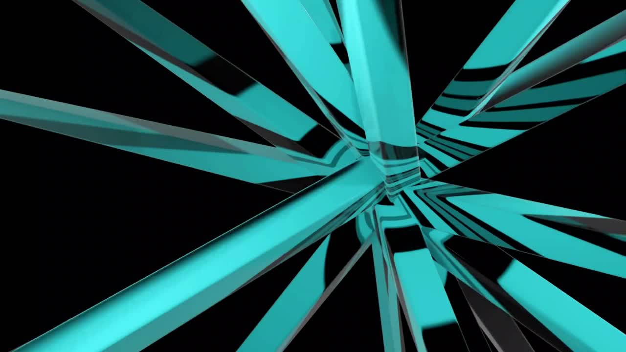 Dynamic Abstract Teal and Black Geometric Tunnel Animation