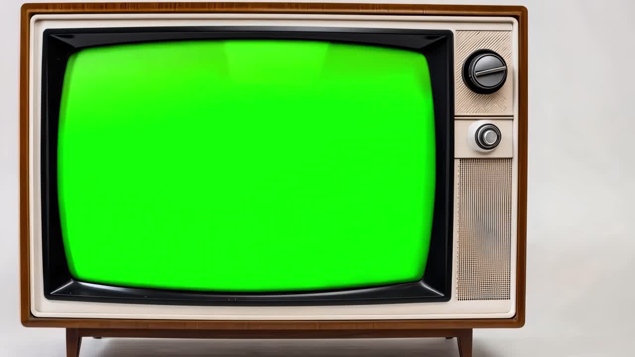 Animazione di mockup live di schermo televisivo retrò, video 4K trasparente, green screen