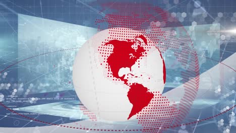 animation of globe and data processing over screens