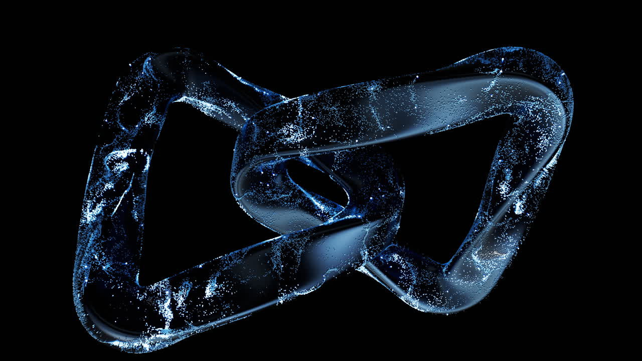 geometría de curva abstracta con partículas que fluyen, representación en 3d.