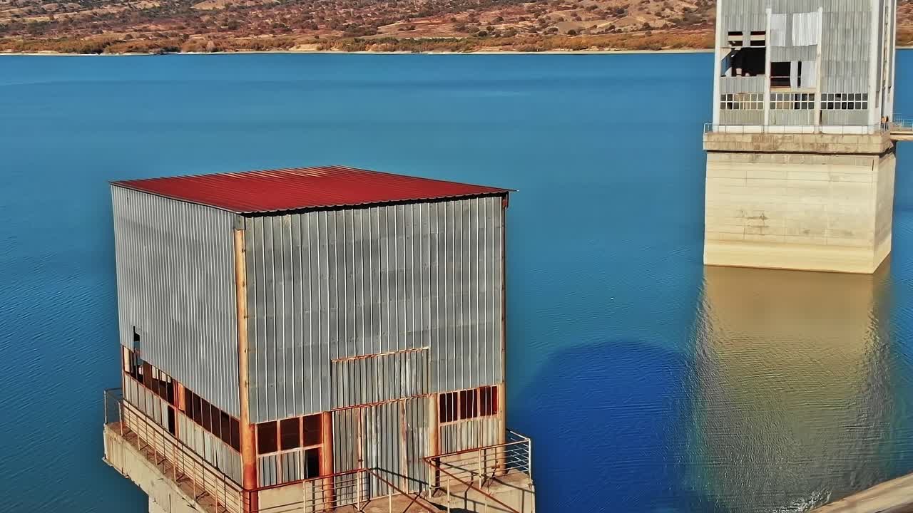 Water control station on reservoir in Georgia, Caucasus region