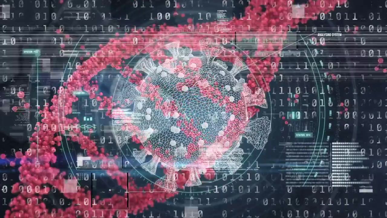 Filamento di DNA digitale e modello di virus con interfaccia di analisi dati