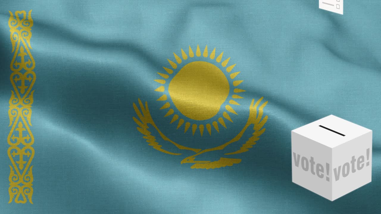 카자흐스탄을 위한 투표용지 - 발 앞에 있는 투표용장 - 선거 - 투표 - 카자흐斯坦의 발 - 카자크스탄 발 높은 세부 사항 - 국가 발 카자흐탄 파동 패턴 루프 가능한 요소 - 직물 질감과 끝없는 루프