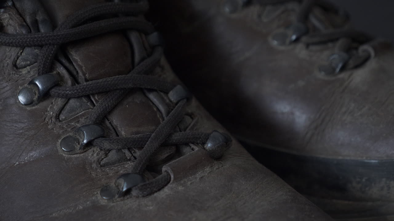 Bootlaces On Weathered Brown Boots