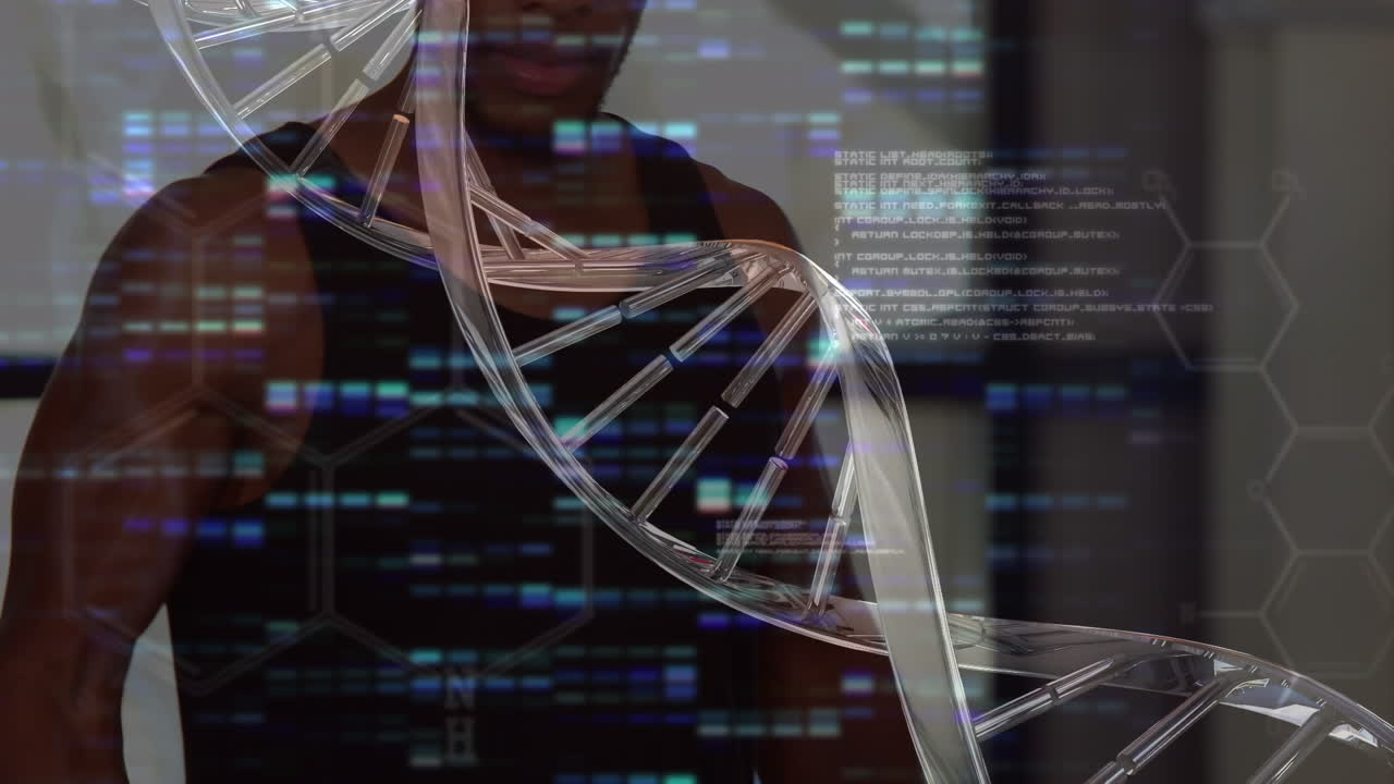 Animation of medical data processing over fit african american men