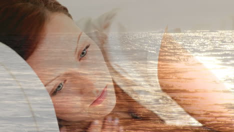 animación digital de una mujer reflexiva relajándose 4k