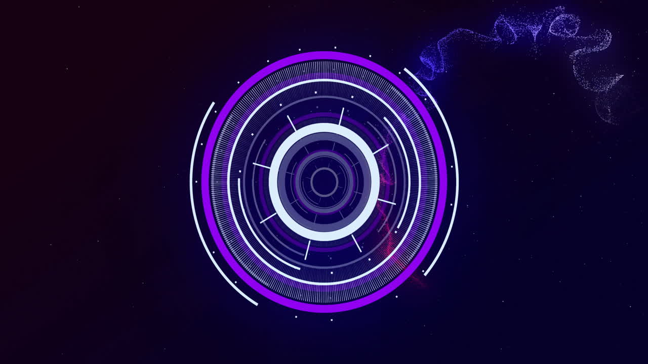 Animation of scope scanning and glowing light trails on black background