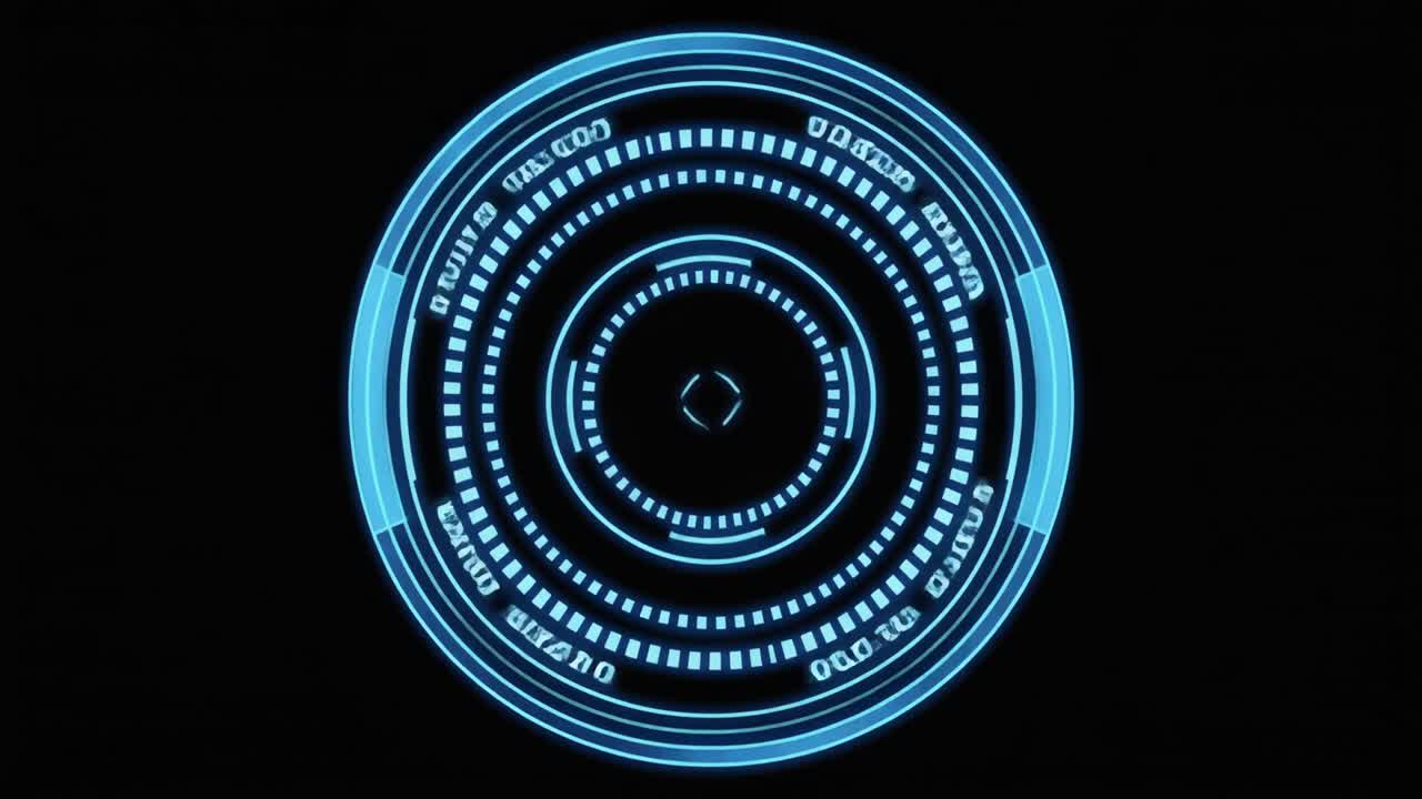 Futuristic HUD Digital Interface Animation with Glowing Blue Elements
