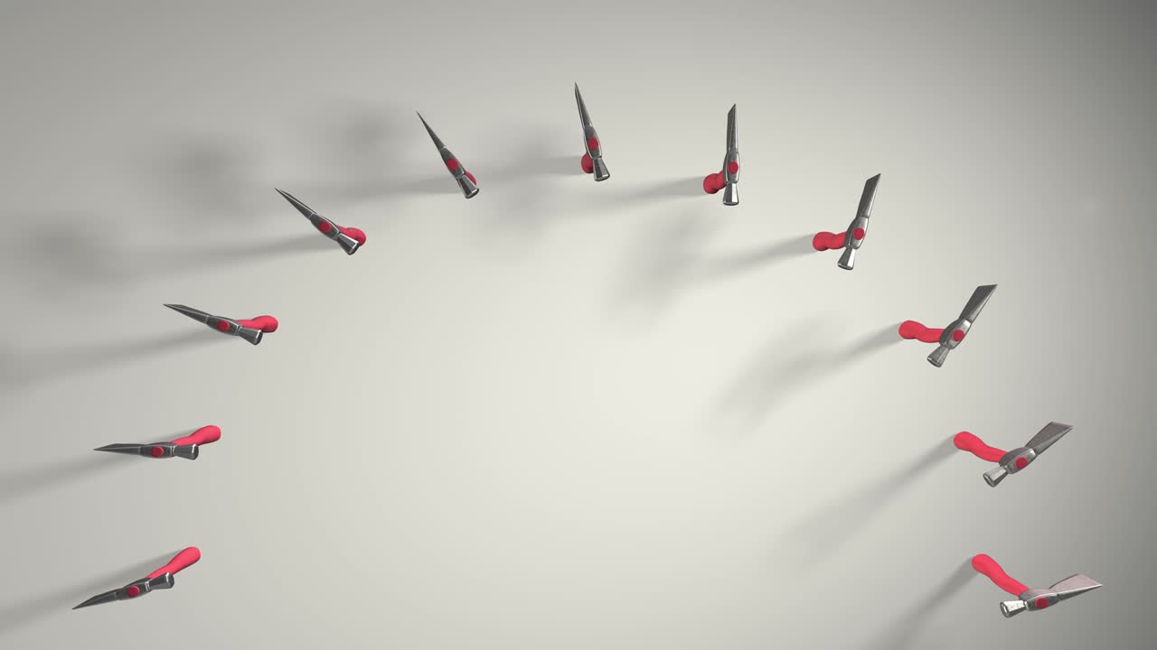 The tool kit includes an axe. Rotation. Realistic animation. Shop, Maintenance, Repair Show Loop Carousel. On a white background. Loop