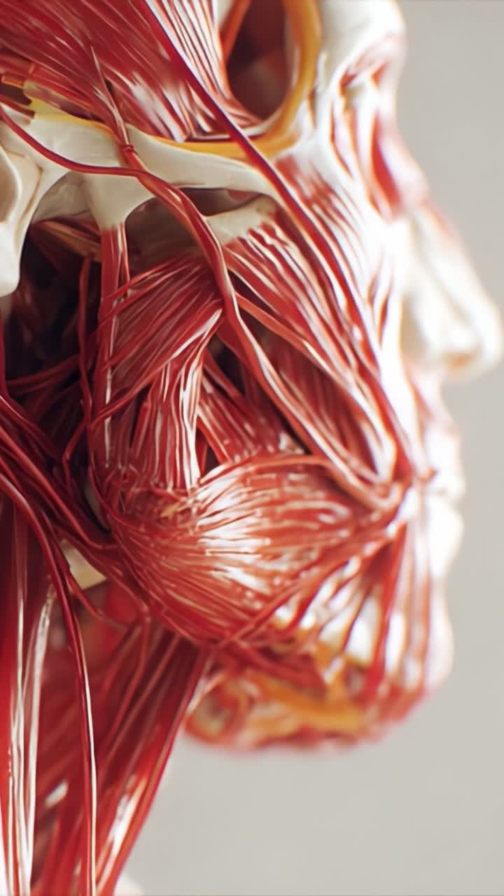 Studio Anatomico Dettagliato della Muscolatura Facciale Umana: Un Esame Approfondito delle Complesse Strutture Muscolari Sotto lo Strato Cutaneo