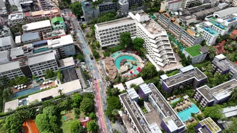 Drone-shot-of-Patong-beach-in-Phuket,-Thailand